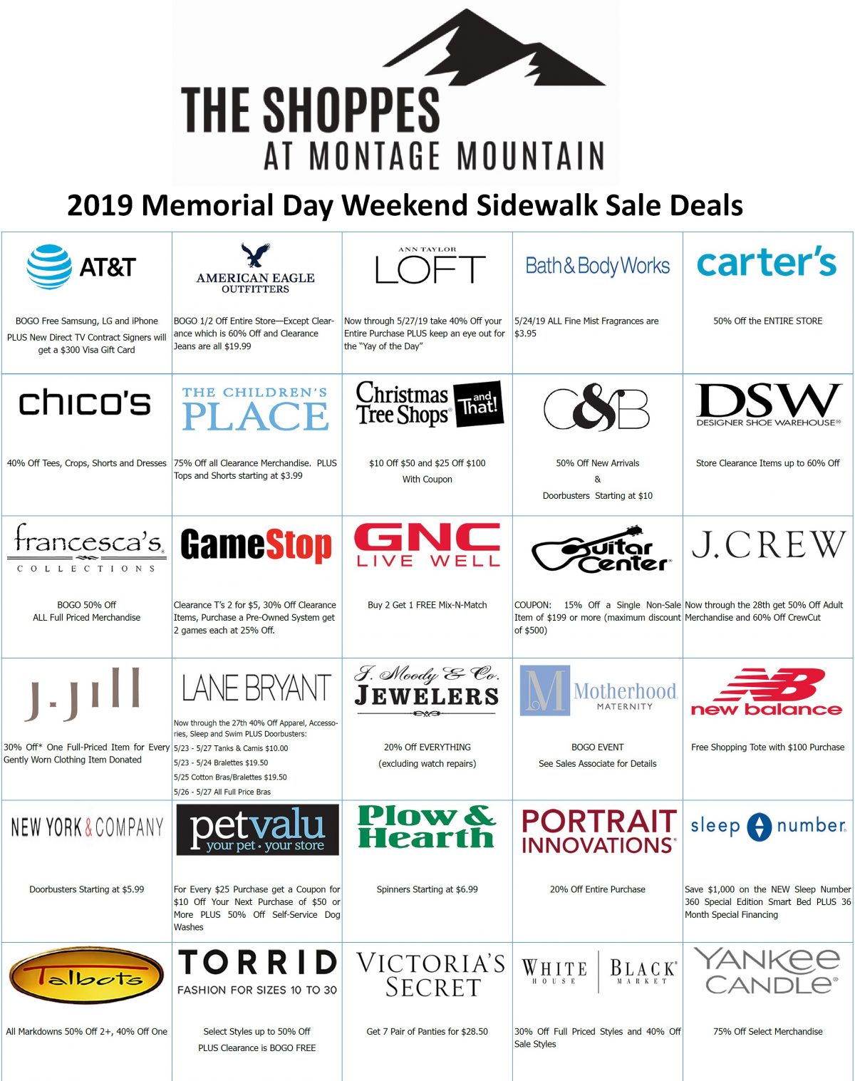 Customer Appreciation Days/Sidewalk Sales - The Shoppes At Montage Mountain
